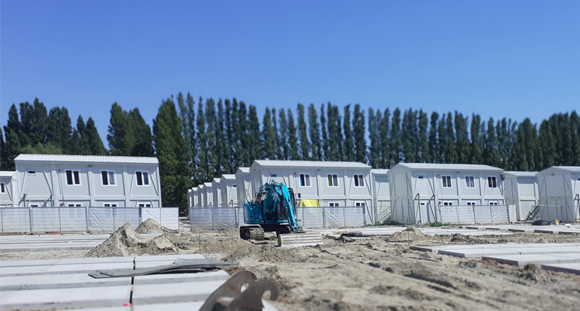 Containerwoningen voor vluchtelingen uit Oekraïne in Antwerpen